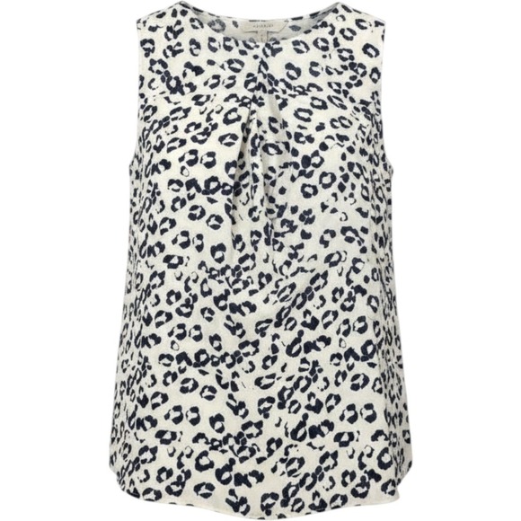 Banana Republic Tops - NWT Banana Republic Blouse Womens XS Blue Cream Animal Print Sleeveless V-Neck